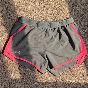 Under Armour Women's Charcoal and Pink Athletic Shorts